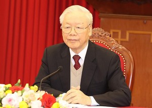 Những hình ảnh Tổng Bí thư Nguyễn Phú Trọng điện đàm với Tổng thống Mỹ Joe Biden