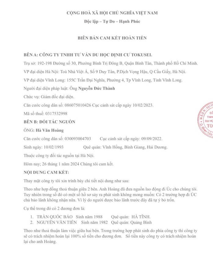 Người đàn ông kêu cứu vì bị "sập bẫy" lừa đảo đi Úc làm việc- Ảnh 2. Người đàn ông kêu cứu vì bị "sập bẫy" lừa đảo đi Úc làm việc- Ảnh 2.